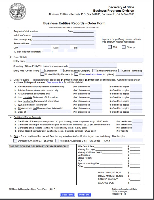 SCAM ALERT!!! 2016 CERTIFICATE OF GOOD STANDING REQUEST FORM Fairchild Record Search